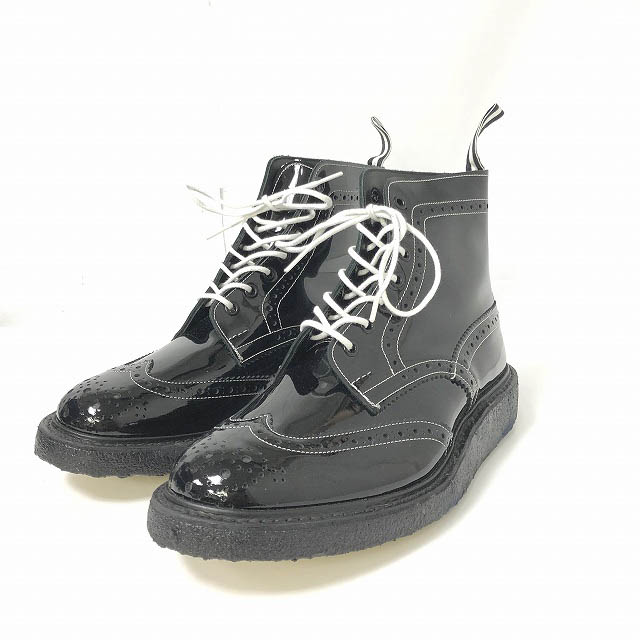 未使用品 トリッカーズ Tricker S ヴァンキッシュ Vanquish ウィングチップ ラバーソール ブーツ エナメル 黒 ブラック 9 約27cm 1127 メンズ 098 ベクトルパーク