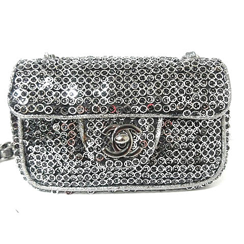シャネル CHANEL ミニ ショルダーバッグ スパンコール チェーン 斜 