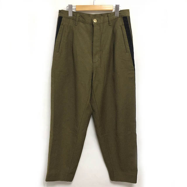 ジャンポールゴルチエ Jean Paul Gaultier 90s ヴィンテージ サイドライン ワイドパンツ ウール 緑 グリーン カーキ 46 1215 メンズ 098 ベクトルパーク