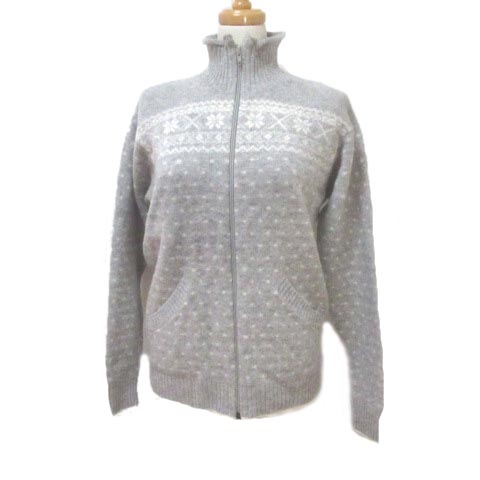 ラルフローレン Ralph Lauren カーディガン ニット 長袖 ジップアップ スタンドカラー キッズ 子供服 160 女の子 ドット 水玉 スノー柄 灰 グレー ウール X キッズ 098 ベクトルパーク