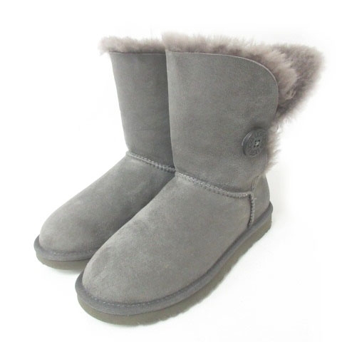 美品！UGG 恥ずかし グレー ボタン付きムートンブーツ