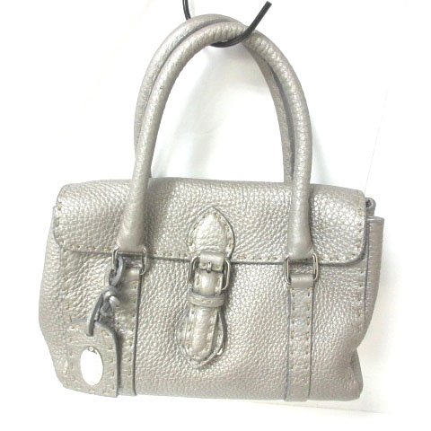 フェンディ FENDI セレリア ミニリンダ ハンドバッグ シボレザー ロゴ  