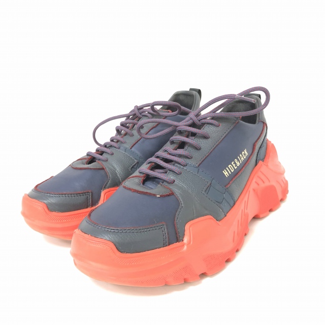 ハイド アンド ジャック Hide Jack エンボスレザー スニーカー ネイビー オレンジ 0312 メンズ 098 ベクトルパーク