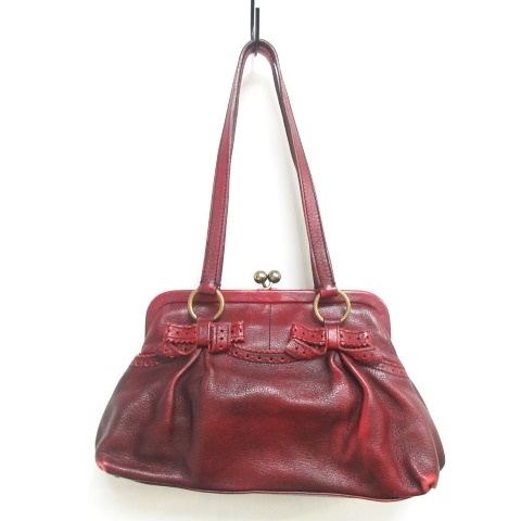 ミュウミュウ miumiu がま口 ハンドバッグ ショルダー レザー リボン  