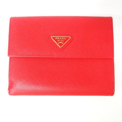 未使用品 プラダ PRADA M172 二つ折り財布 Wホック サフィアーノレザー  