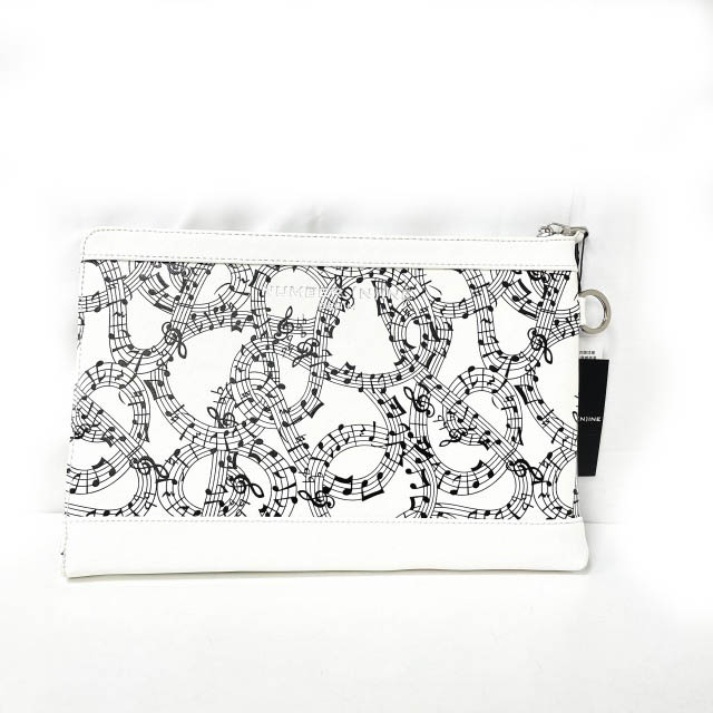 未使用品 ナンバーナイン Number N Ine Denim クラッチバッグ 音符柄 総柄 白 0409 メンズ 098 ベクトルパーク