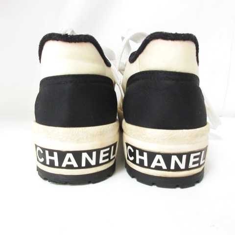 再値下げ シャネル Chanel ココマーク スニーカー 厚底 コンビ ロゴ フランス製 ブラック アイボリー 35 0423 レディース 新品本物 Hokkaidoizakaya Id