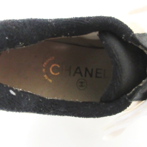 再値下げ シャネル Chanel ココマーク スニーカー 厚底 コンビ ロゴ フランス製 ブラック アイボリー 35 0423 レディース 新品本物 Hokkaidoizakaya Id
