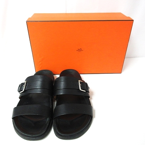HERMES◆サンダル/34.5/BRD/レザー エルメス HERMES サンダル レディース 34 21.5cm オラン