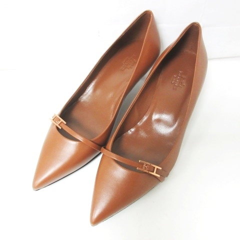 エルメス HERMES 美品 アピ3 パンプス ヒール Hロゴ 金具 ポインテッド 