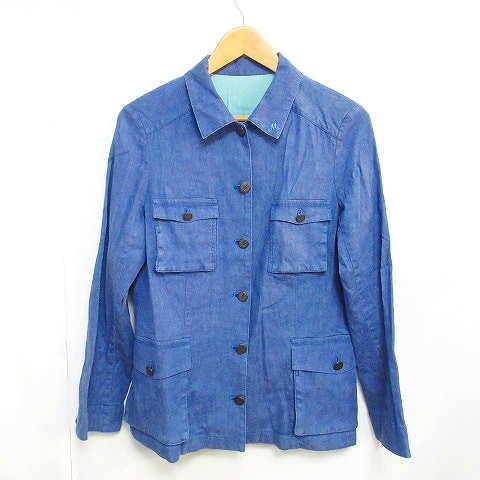 マドモアゼルノンノン Mademoiselle Non Non パパス シャツ ジャケット リネン混 ストレッチ 4p インディゴ M 0614 Ecr6 レディース 098 ベクトルパーク