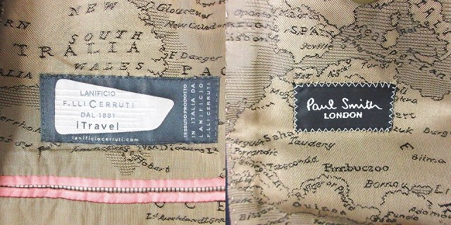 ポールスミス PAUL SMITH CERRUTI社iTravel 裏地世界地図柄 シルク 