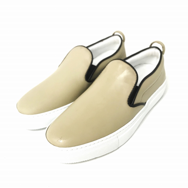 未使用品 エーエムビー Amb レザー スリッポン スニーカー ベージュ 38 約24 5 25cm 0628 レディース 098 ベクトルパーク