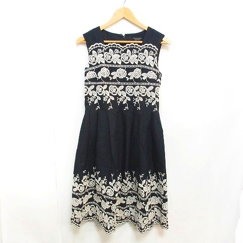 コージワタナベ スティル Koji Watanabe Style 東京スタイル ひざ丈 ノースリーブ ワンピース 刺繍 花柄 フラワー ブラック 7 0630 レディース 098 ベクトルパーク