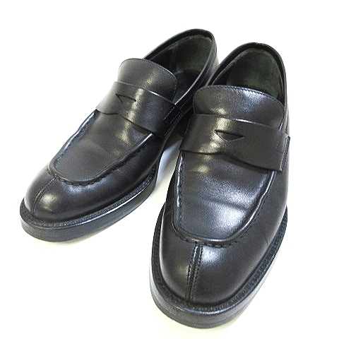 プラダ PRADA コイン ローファー ヒール レザー ブラック 黒 約23cm 