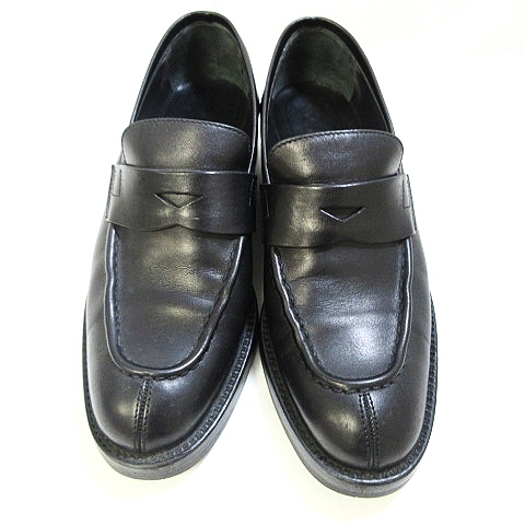 プラダ PRADA コイン ローファー ヒール レザー ブラック 黒 約23cm 