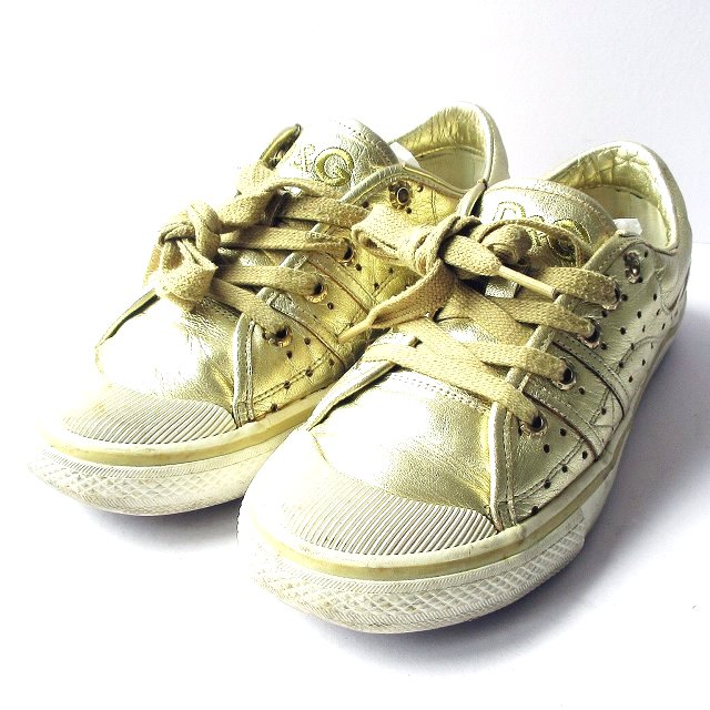 ディー ジー ドルガバ ドルチェ ガッバーナ D G スニーカー ローカット レザー ゴールド メタリック Eur36 5 Us4 5 0908 Rrr レディース 098 ベクトルパーク