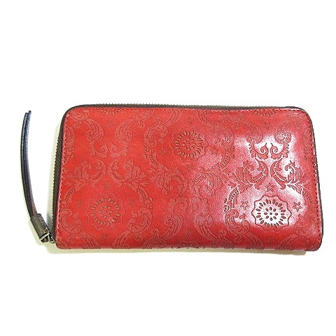 ディーゼル Diesel 長財布 ラウンドジップ 型押し 総柄 レザー レッド ブラウン 0901 Ecr8 メンズ 098 ベクトルパーク