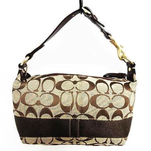 コーチ COACH 40757 シグネチャー ハンドバッグ ポーチ 総柄 ブラウン