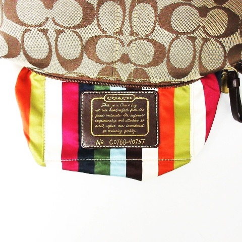 コーチ COACH 40757 シグネチャー ハンドバッグ ポーチ 総柄 ブラウン