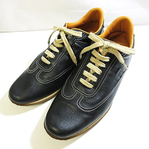 エルメス HERMES クイック スニーカー レザー ローカット 黒 ブラック 