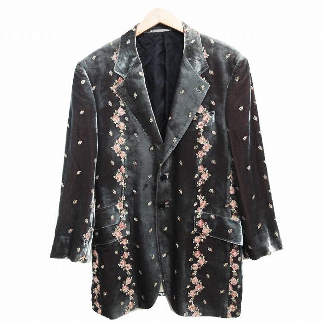 ポールスミス PAUL SMITH シルク混 花柄 ベロア テーラードジャケット 