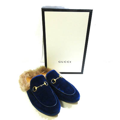 グッチ GUCCI ビット サンダル ローファー ファー付 プリンスタウン  