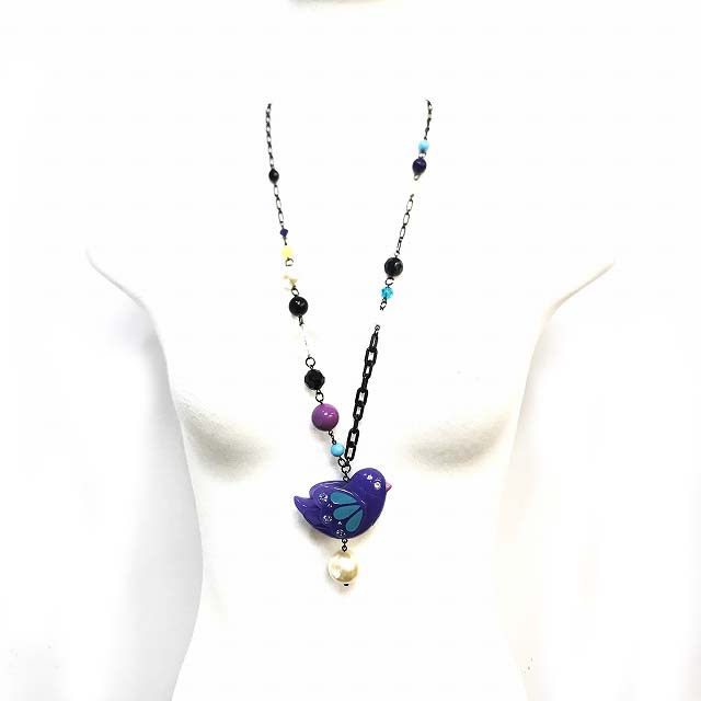 アナスイ Anna Sui ネックレス 鳥モチーフ パール調 パープル マルチカラー 0216 レディース 098 ベクトルパーク