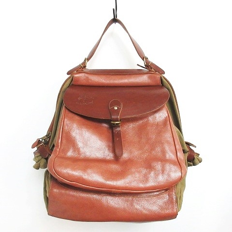 イルビゾンテ Il Bisonte レザー 2way ハンドバッグ リュック バックパック 鞄 ミリタリー ブラウン カーキ 1216 Ibs17 メンズ 098 ベクトルパーク
