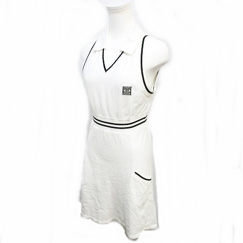 入園入学祝い ひざ丈 ノースリーブワンピース ニット スポーツ Identification Chanel シャネル バイカラー レディース Ibs17 1213 40 ブラック ホワイト ワンピース Backtohealthwoodbury Com