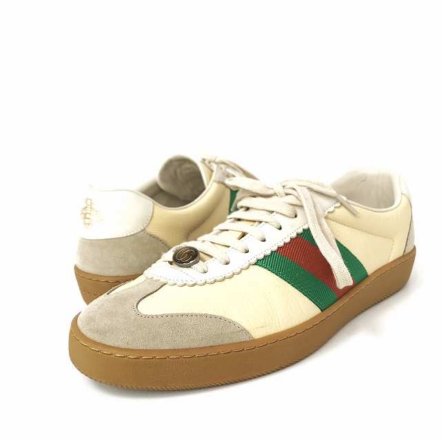 グッチ GUCCI レザー＆スエード ウェブ スニーカー 蜂 シェリー 