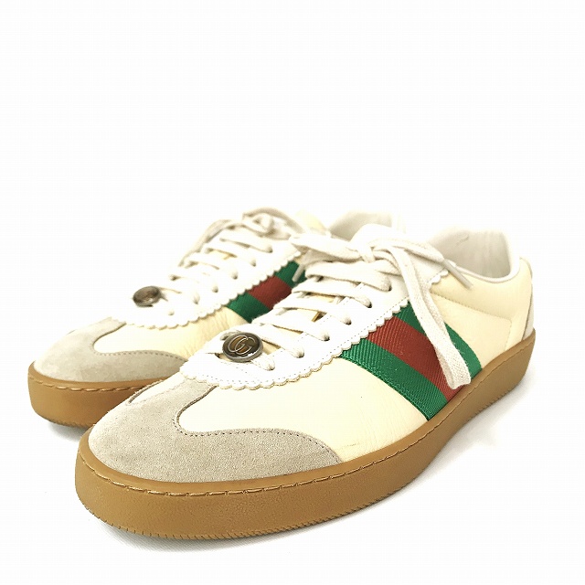 グッチ GUCCI レザー＆スエード ウェブ スニーカー 蜂 シェリー 