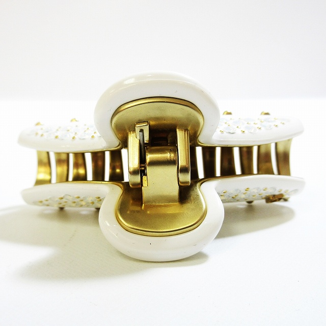 安い特売 アレクサンドルドゥパリ Alexandre De Paris 美品 バレッタ ヘアアクセ 髪留め 髪飾り クリップ ラインストーン ホワイト ゴールド 0306 レディース 25 Off Cisiamo Com Br