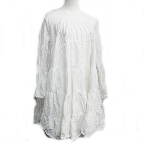 マーレット Merlette トュモローランド 18ss ティアード ブラウス ワンピース チュニック シャツドレス ミニ丈 長袖 無地 コットン ギャザー加工 フレアシルエット ホワイト 白 Xs 0306 レディース 098 ベクトルパーク