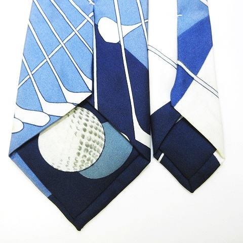 エルメス HERMES シルク ネクタイ スカーフ柄 ゴルフ柄 総柄  