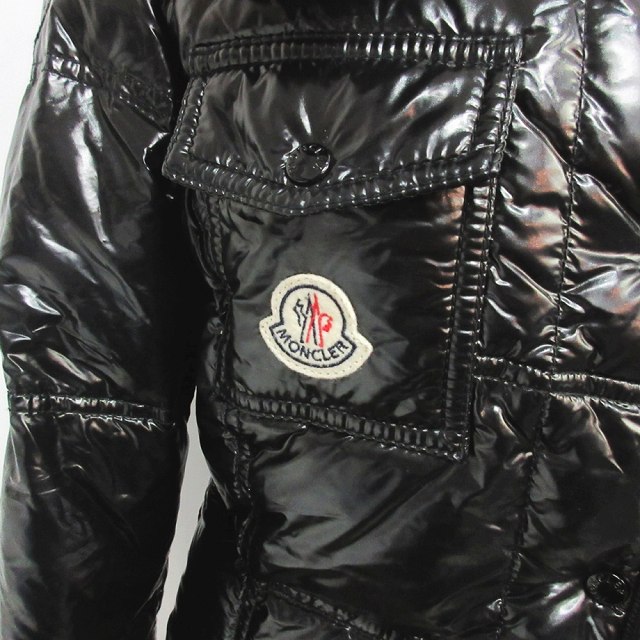 モンクレール MONCLER 45300 50 54078 クインシー QUINCY ダウンジャケット コート ブルゾン 羽織り 上着 ナイロン スナップボタン ワンポイント ロゴワッペン フード付 ブラック 黒 小さいサイズ 00 XXS相当 IBO22 0424 レディース