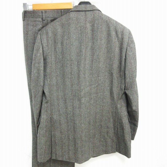 90s Burberrys ヘリンボーン柄ダブルセットスーツ グレー/VW177 バーバリーズ Burberrys ヴィンテージ セットアップ ダブル スーツ