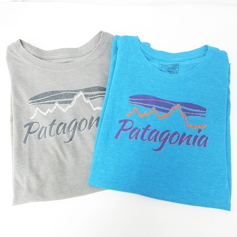 パタゴニア Patagonia 美品 小さいサイズ Tシャツ カットソー まとめて 2枚セット 345 半袖 グレー 水色 Xs 0504 レディース 098 ベクトルパーク