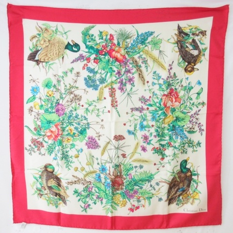 クリスチャンディオール Christian Dior 大判 スカーフ ストール 花柄  