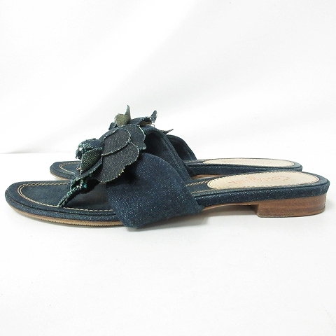 シャネル CHANEL デニム地 トングサンダル ビーチサンダル フラワー 花  