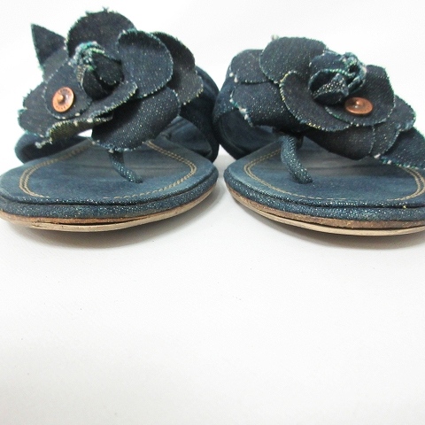 シャネル CHANEL デニム地 トングサンダル ビーチサンダル フラワー 花  