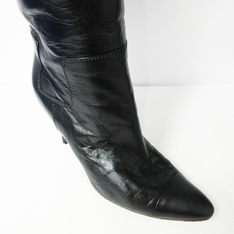 シャネルCHANEL 黒 レザーブーツ ポインテッドトゥ シャネルCHANEL 黒 レザーブーツ ポインテッドトゥ シャネルCHANEL 黒