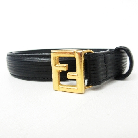 フェンディ FENDI レザーベルト トップ式 ナロー ロゴバックル 