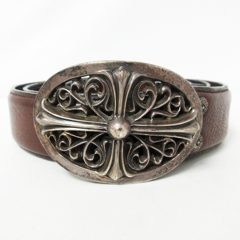 クロムハーツ CHROME HEARTS クラシック オーバルクロス ベルト レザー 