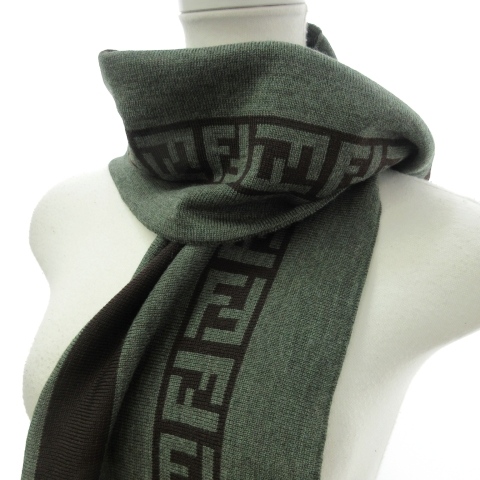 フェンディ FENDI 美品 マフラー ストール ズッカ柄 イタリア製 ウール  