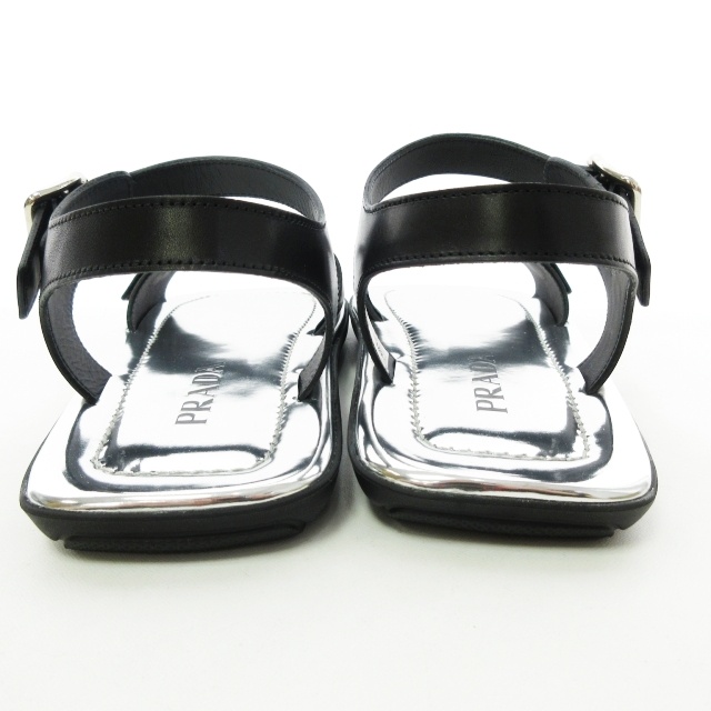 未使用品 プラダ PRADA 22SS メタリックレザー サンダル シューズ 靴 