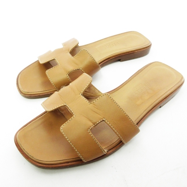 エルメス HERMES オラン サンダル フラットシューズ 靴 レザー Hロゴ  