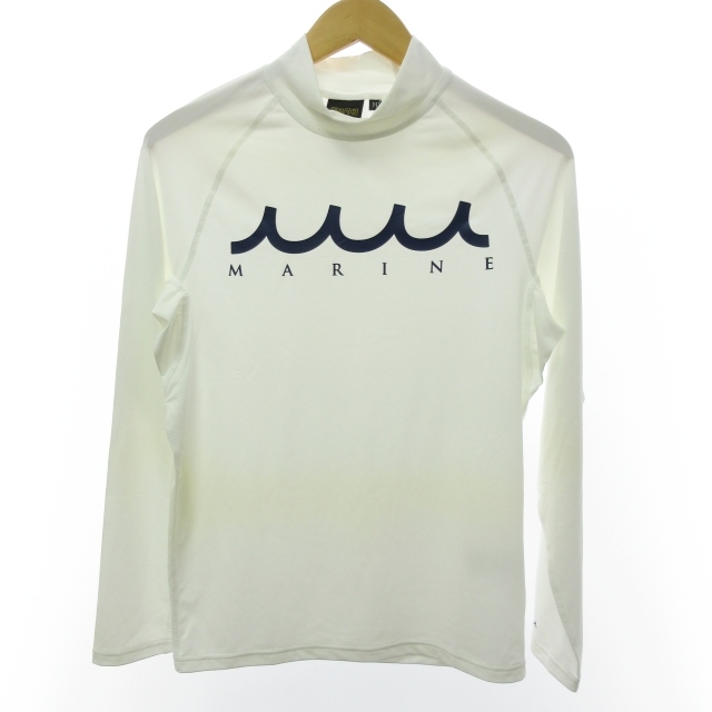 ムータ Muta Marine ハイネック カットソー Tシャツ インナーウェア ロゴプリント ホワイト ブルー 白 青 M ゴルフウェア Ibo27 1009 メンズ 098 ベクトルパーク