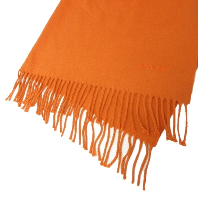 エルメス スコットランド製 カシミヤ100% フリンジ 大判マフラー ストール エルメス スコットランド製 カシミヤ100% フリンジ 大判マフラー
