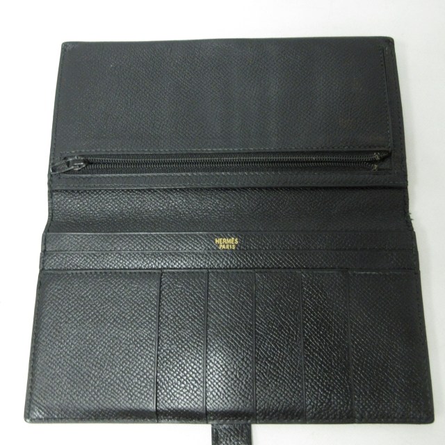 HERMES エルメス リザード 黒 ブラック 長財布 べアン ゴールド金具 HERMES エルメス べアン 長財布 ブラック HERMES エルメス 長財布
